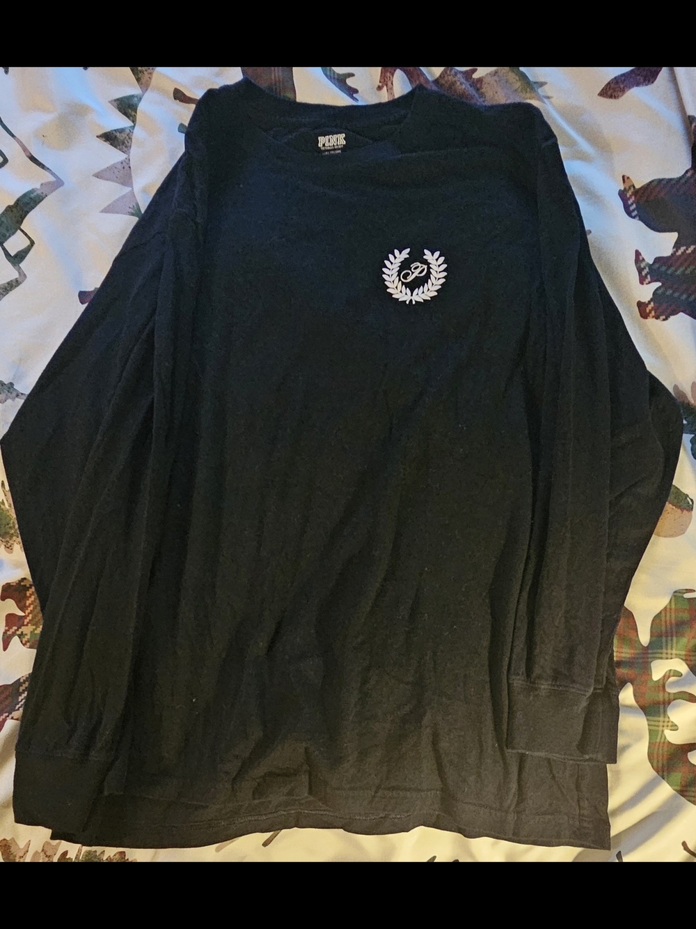 PINK Victoria's Secret Black Tee with White Logo